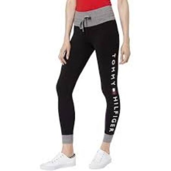 Tommy Hilfiger Mid Rise Full Length Colorblock Cotton Blend Leggings - Picture 1 of 11